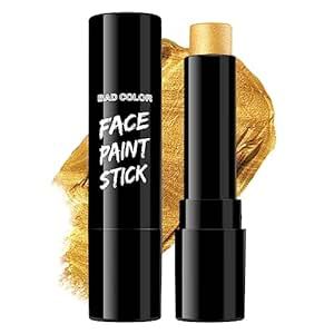 BADCOLOR Gold Eye Black Blendable Face Body Paint Stick, Waterproof Metallic Full Body Paint Sticks Makeup for Halloween Special Effects Cosplay Skeleton Clown Costume Parties